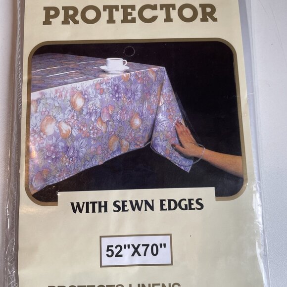 Vintage Better Home Clear Plastic Tablecloth Protector 52X70" Protects Linen NOS - Picture 2 of 4